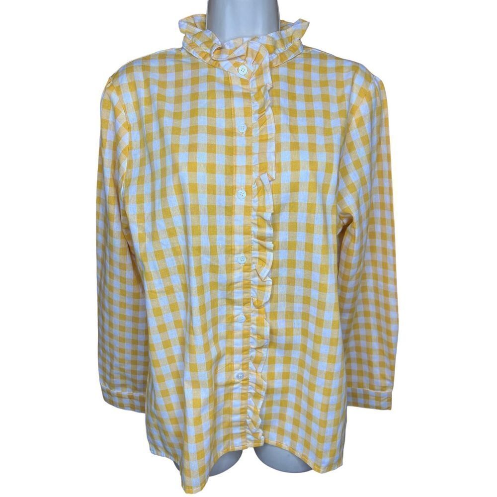 Kiel James Patrick Yellow Gingham 100% Cotton Button Down Cotton Shirt
